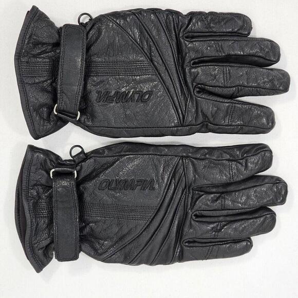 Other - Olympia Black Leather Motorcycle Riding Gloves Mens Size Small